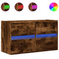 Ścienna szafka TV z LED, przydymiony dąb, 80x31x45 cm