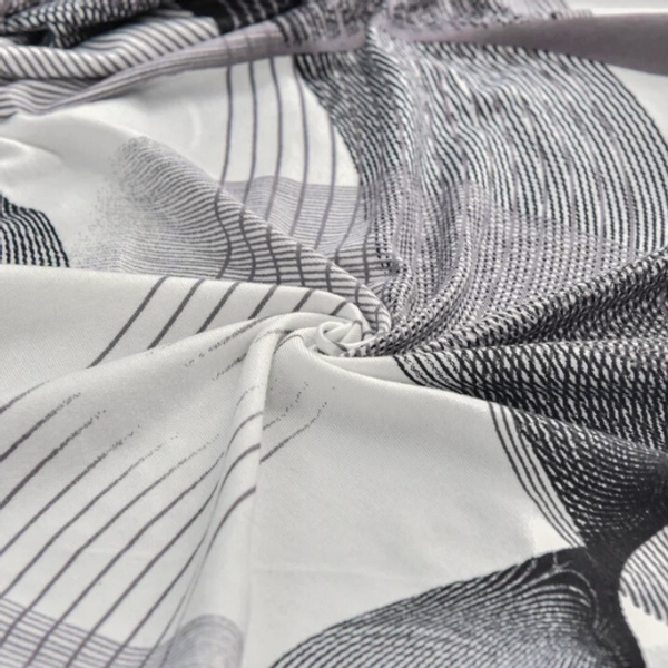 POKROWIEC NA PODNÓŻEK PUF ELASTYCZNY GŁADKI GRAFIKA FALE LINIE BIAŁY zdjęcie 12