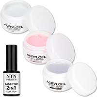 3x NTN Premium Akrylożel Budujący Do Paznokci 30g Acrylgel + Base&Top