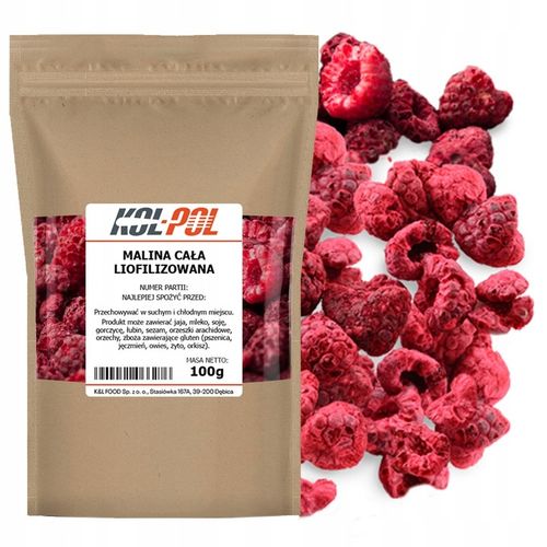 MALINY LIOFILIZOWANE 100g Całe Owoce liofilizowane Malina jakość Kol-Pol na Arena.pl