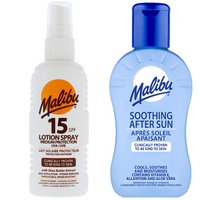 Malibu SPF15 Wodoodporny Spray 100ml + Balsam Po Opalaniu 100ml