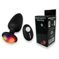 wibrujący korek analny zdalny power escorts czarny silikonowy usb 10 cm