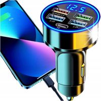 Ładowarka samochodowa 4x USB QC 3.0 + USB C PD 20W LED szybka mocna 250W do