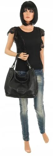 Torebka Damska listonoszka worek na ramię duża pojemna CWHS0581 Czarna na Arena.pl