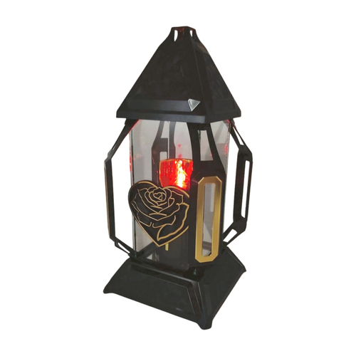 Znicz kapliczka KORTE duży serce edera czarny/złoto 41cm na Arena.pl