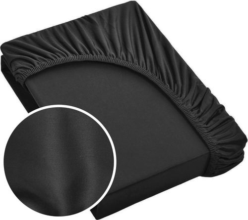 Prześcieradło satynowe 100% bawełna z gumką Eurofirany NOVA3 100X200 czarny na Arena.pl