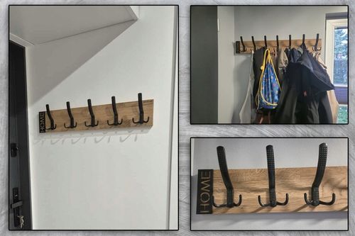 Wieszak ścienny na ubrania Modern drewniany Oak 80cm do przedpokoju na Arena.pl