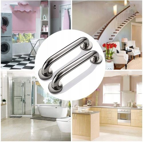 PORĘCZ UCHWYT ŁAZIENKOWY PROSTY DO WANNY DRZWI x2 CHROM POD PRYSZNIC 30CM na Arena.pl