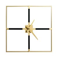 Metalowy zegar dekoracyjny kwadrat 80 czarny + złoty