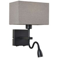 Klasyczna LAMPA ścienna NORTE WL-1122-2-BL-BM-RC-GR Italux klasyczna OPRAWA z peszlem LED 3W 3000K abażurowa czarna szara