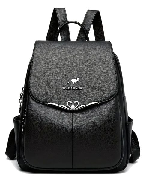 Plecak damski czarny skórzany elegancki ekoskóra miejski łabędzie zdjęcie 1