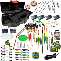 WYPEŁNIONA SKRZYNKA WĘDKARSKA zestaw 155 akcesoriów spinning spławik grunt