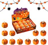 Zestaw 12 Świec LED na Halloween Kształt Dyni 45 x 45 mm Pomarańczowe