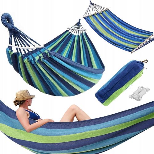 Hamak ogrodowy XXL 265x155cm | 2-osobowy, z pałąkami + torba na Arena.pl