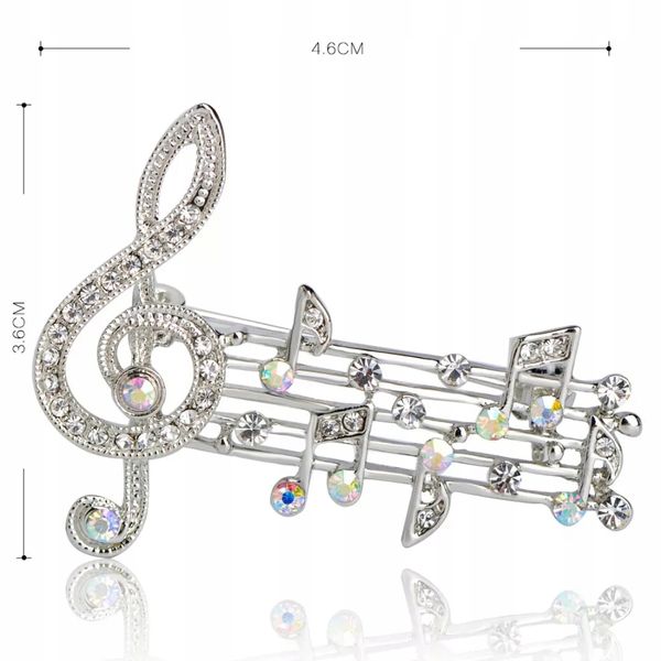 Przypinka Klucz Wiolinowy Artysta Muzyk Zapis Nuty Srebrny Ozdoba Koncert zdjęcie 7