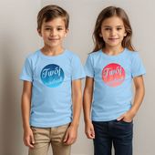 Dziecięca bawełniana koszulka z Twoim nadrukiem - błękitna 9-11