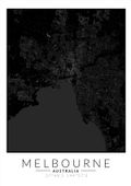 Melbourne mapa czarna - plakat 40x50 cm