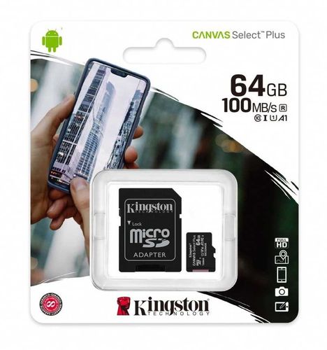 Kingston Karta Pamięci MicroSD 64GB Canvas Select Plus 100MB/s Adapter na Arena.pl