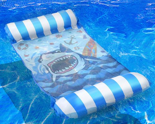 Materac Dmuchany Do Pływania Plażowy Z Siatką Niebieski Rekin na Arena.pl