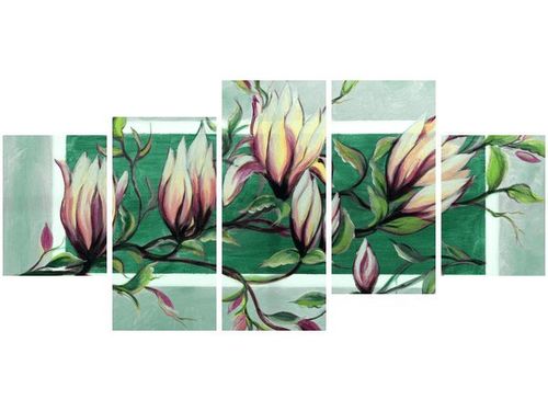 70CM 150CM OBRAZ 5 ELEM SŁODYCZ MAGNOLII ZIELENI ŚCIENNY na Arena.pl