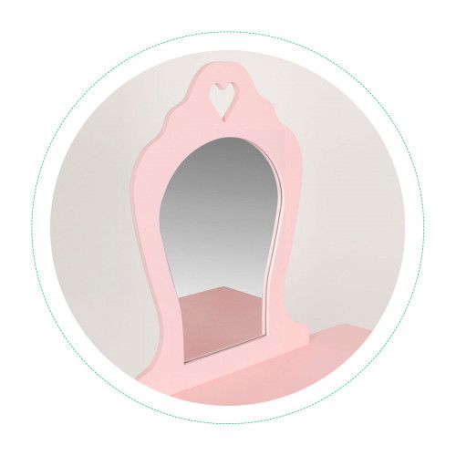 TOALETKA DZIECIĘCA ECOTOYS RÓŻOWA Z LUSTREM I TABORETEM 3+ zdjęcie 2