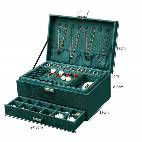 SZKATUŁKA NA BIŻUTERIĘ KUFEREK PUDEŁKO ORGANIZER ELEGANCKI POJEMNY BOX F6 na Arena.pl