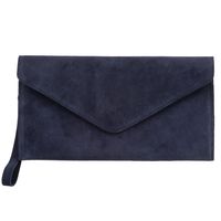 VERA PELLE torebka damska zamszowa kopertówka listonoszka V646 granatowa