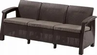 SOFA 3 OSOBOWA RATTAN CORFU MAX LOVE SEAT BRĄZ Z PODUCHAMI CURVER KETER