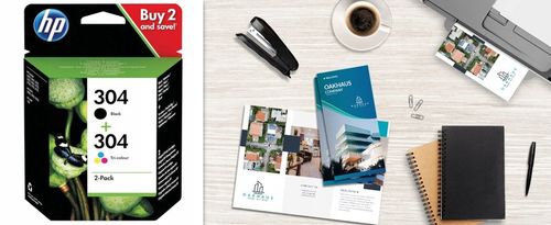 Zestaw tuszów HP 304 Instant Ink Czarny 2 ml, Kolorowy 2 ml 3JB05AE na Arena.pl