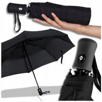 PARASOL SKŁADANY AUTOMATYCZNY MĘSKI DAMSKI CZARNY WIATROODPORNY Z