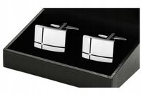 ELEGANCKIE SPINKI + PUDEŁKO Stalowe Spinki do Mankietów Koszuli GREG D56