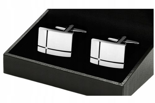 ELEGANCKIE SPINKI + PUDEŁKO Stalowe Spinki do Mankietów Koszuli GREG D56 na Arena.pl