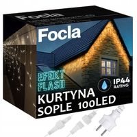 LAMPKI SOPLE ZEWNĘTRZNE 100LED ŚWIATŁO STAŁE + FLASH - BIAŁE CIEPŁE 4,4m