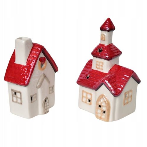 Kościół 16 cm i domek 13 cm ceramiczny z oświetleniem LED, zestaw 2 szt. na Arena.pl