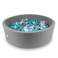 Suchy basen 130x40cm szary z piłeczkami 700szt (turkusowe, szare, perłowe)