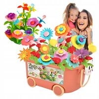 Klocki Konstrukcyjne Kreatywne Kwiatki Ogród Łąka Pudełku Kuferku 102 el 3+