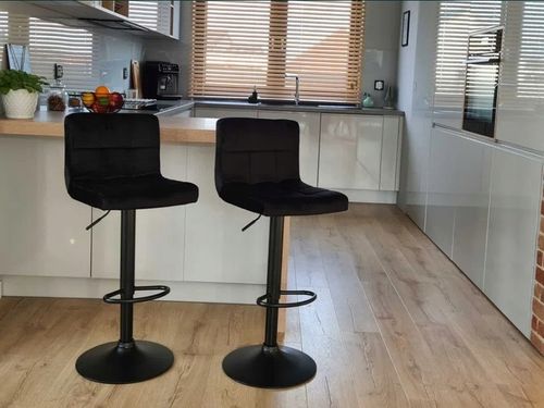 Hoker barowy czarny tapicerowany welur z oparciem regulowany glamour na Arena.pl