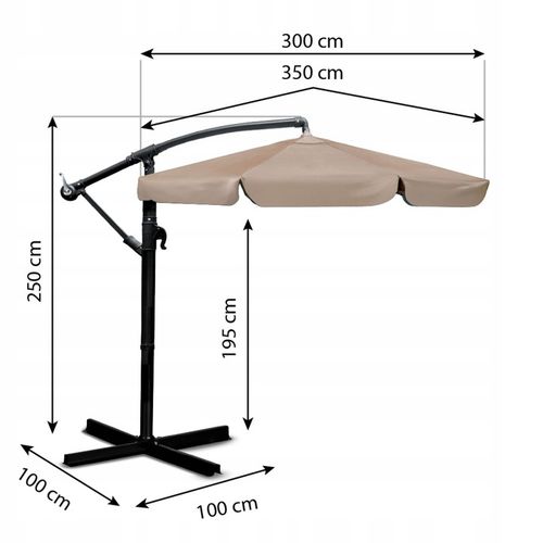 Parasol ogrodowy duży składany z wysięgnikiem pokrowiec 8 segmentów Ø 350cm na Arena.pl