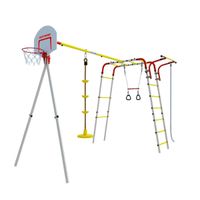 Plac zabaw AKROBATA ogród | Drabinka + talerz-huśtawka + kosz | Stal