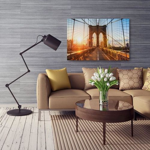 Obraz na płótnie - Canvas, Wschód słońca na moście 50x40 na Arena.pl