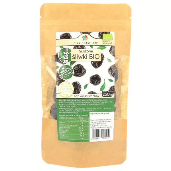 Śliwki Suszone BIO Pięć Przemian, 250g zdjęcie 1