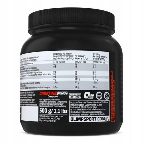 OLIMP KREATYNA CREATINE MONOHYDRATE Powder CREAPURE 500g SIŁA ANABOL na Arena.pl