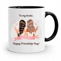 Kubek Czarny Dla Przyjaciela Happy Friendship Day Z Nadrukiem Ze Zdjęciem