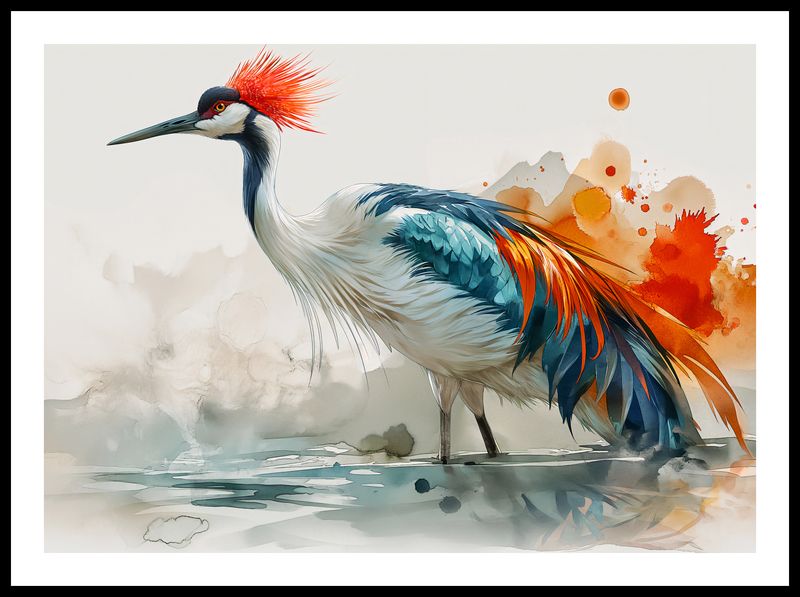 Plakat 70x50cm Żuraw w Akwareli zdjęcie 3
