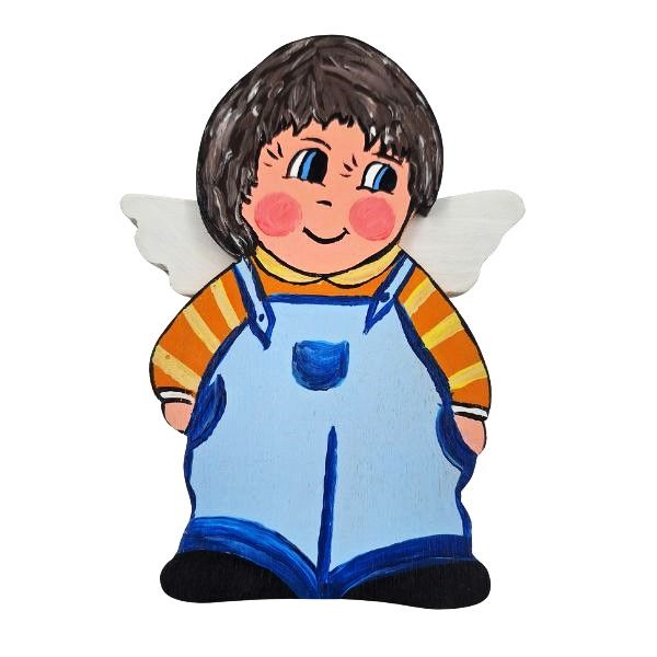 Drewniana Dekoracja na Ścianę Uroczy Chłopczyk Ręcznie Malowany zdjęcie 1