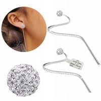 KOLCZYKI SREBRNE 925 WISZĄCE NA SZTYFCIE CYRKONIE KULKI DŁUGIE NA