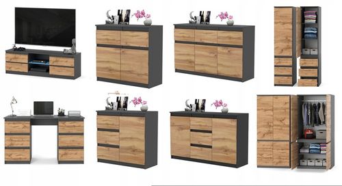 Komoda ANTRACYT WOTAN z szufladami Duza Szafka AGA 120cm do Sypialni na Arena.pl