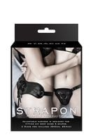 strapon black pu harness with two rings