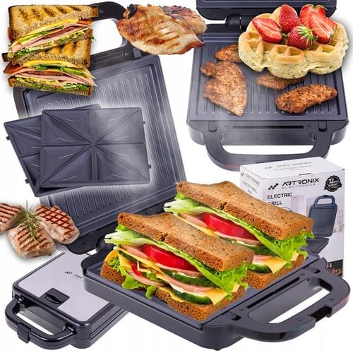 OPIEKACZ GOFROWNICA TOSTER DO KANAPEK GRILL WYMIENNE WKŁADY 3w1 MOC na Arena.pl