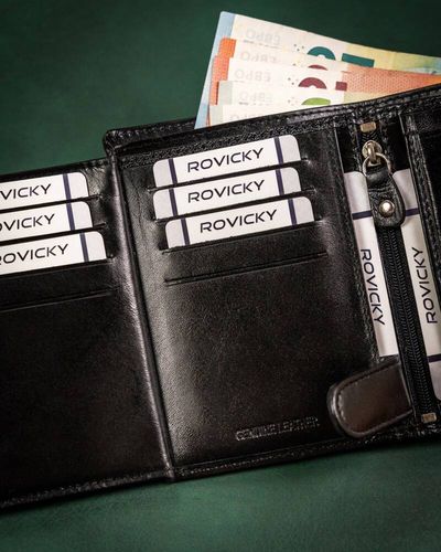 zestaw prezentowy: elegancki, skórzany portfel męski i brelok - rovicky na Arena.pl